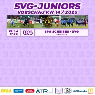 SVg JUNIORS VORSCHAU KW14💜🤍
Dieses Wochenende steigt unsere U14 in den Meisterschaftsbetrieb ein - und das gleich mit einem echten Derby!💪🏻