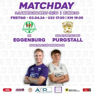 Freitagabend. Flutlicht. Matchday!💜🤍
🆚 SK Eggenburg
🏆 2. Landesliga West 2025/26
🏅 Runde 20
🗓️ Freitag, 03.04.26
🕓 U23: 17:30 | KM: 19:30
🏟️ Sportplatz Eggenburg SK
📍 Eggenburg
