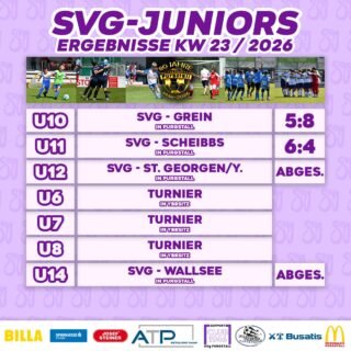 SVg JUNIORS ERGEBNISSE KW23💜🤍

So lief die letzte Woche für unseren SVg-Nachwuchs.
